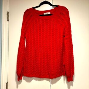 LOFT Women's Red open weave Sweater